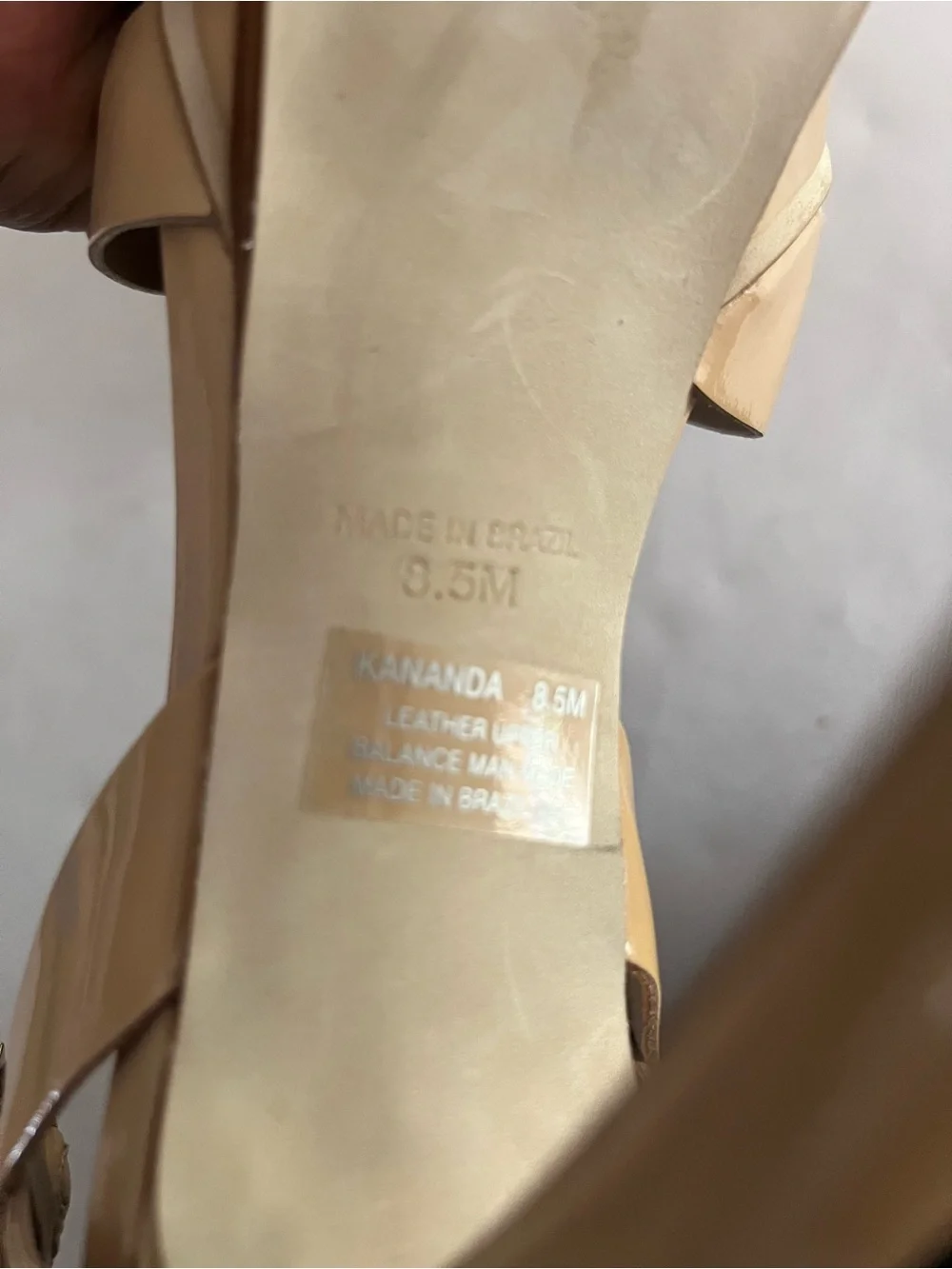 Steve Madden Beige Strappy Patent Leather Heels